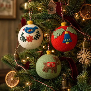 Felted Wool Folk Art Ornament - Choose Style