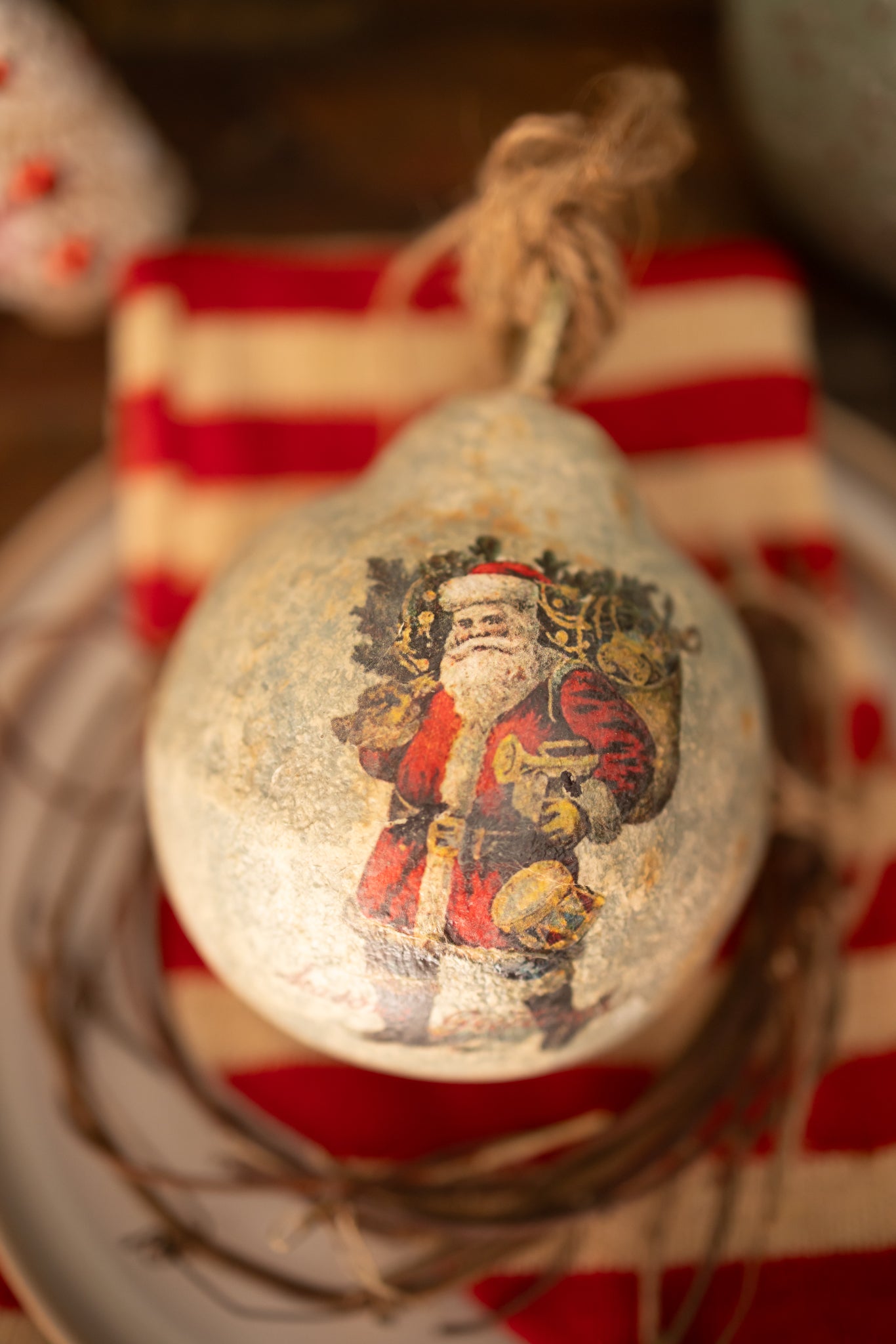 Vintage Santa Bearing Gifts Aged Zinc Christmas Ball - Choose Size