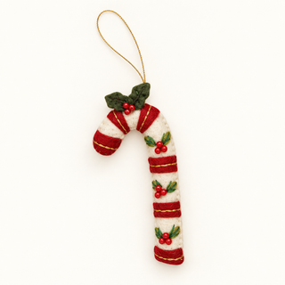 Handmade Felt Candy Cane Ornament - Choose Style