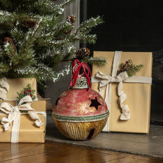 Gold, Green & Red Sleigh Bell - Choose Size