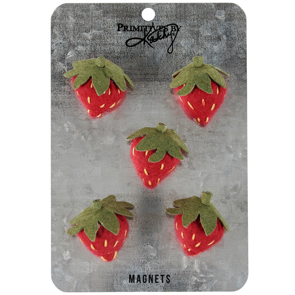 Set of 5 Felt Strawberry Magnets