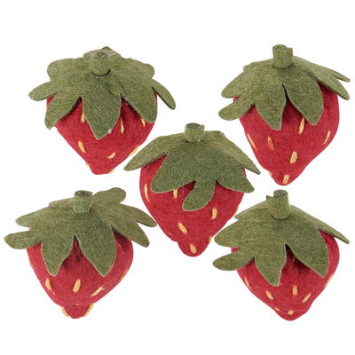 Set of 5 Felt Strawberry Magnets