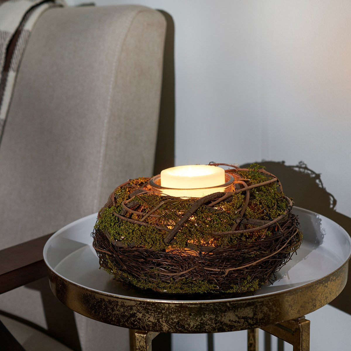 Moss Ball Candle Holder