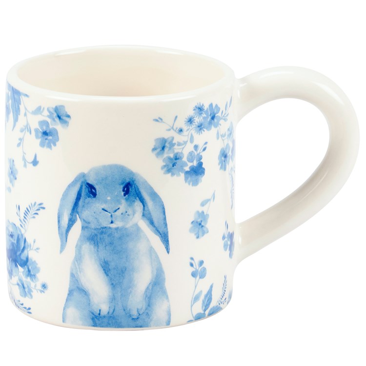 Blue Floral Rabbit Mug