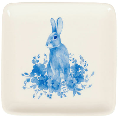 6" Blue Floral Rabbit Plate