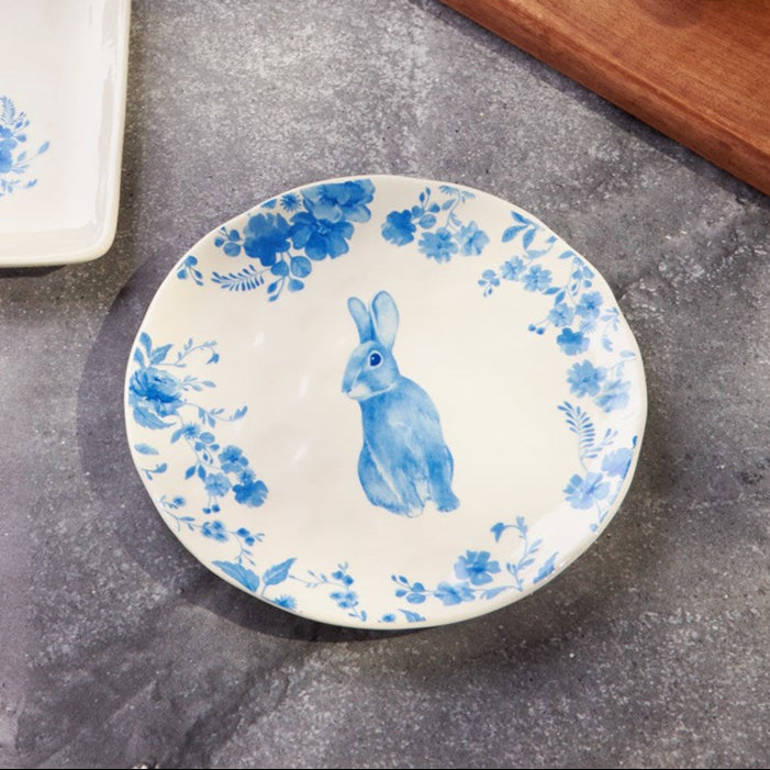 Blue Floral Rabbit Salad Plate