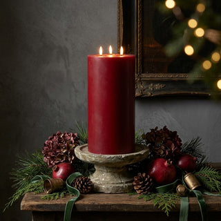 11" Red 3 Wick 3D Flame Candle