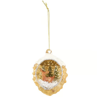 Snowy Deer Glass Ornament