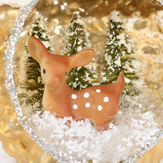 Snowy Deer Glass Ornament