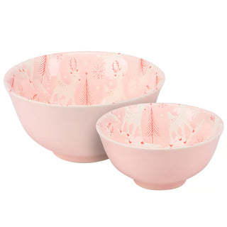 Pink Reindeer Bowl Set