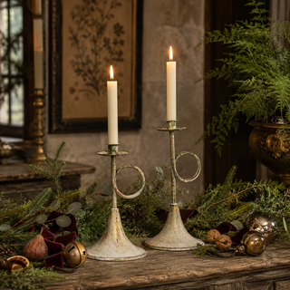 Gold Trumpet Taper Candle Holder - Choose Size
