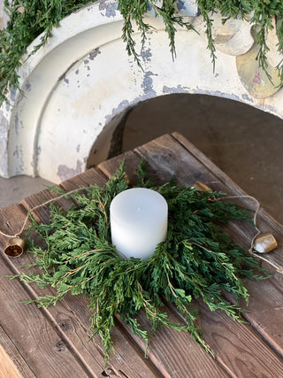 12" Real Touch Emerald Falls Candle Ring Wreath