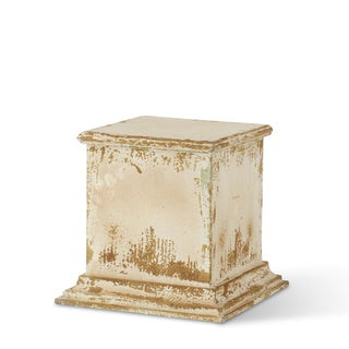 24" Tin Rustic Cream Metal Urn with Square Base