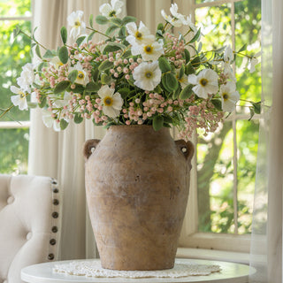 13" Clay Terracotta Urn Vase with Handles