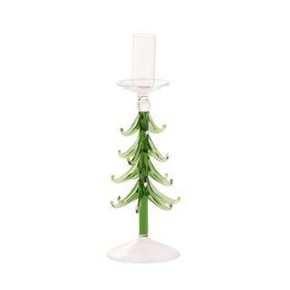 9.5" Fir Tree Glass Candleholder