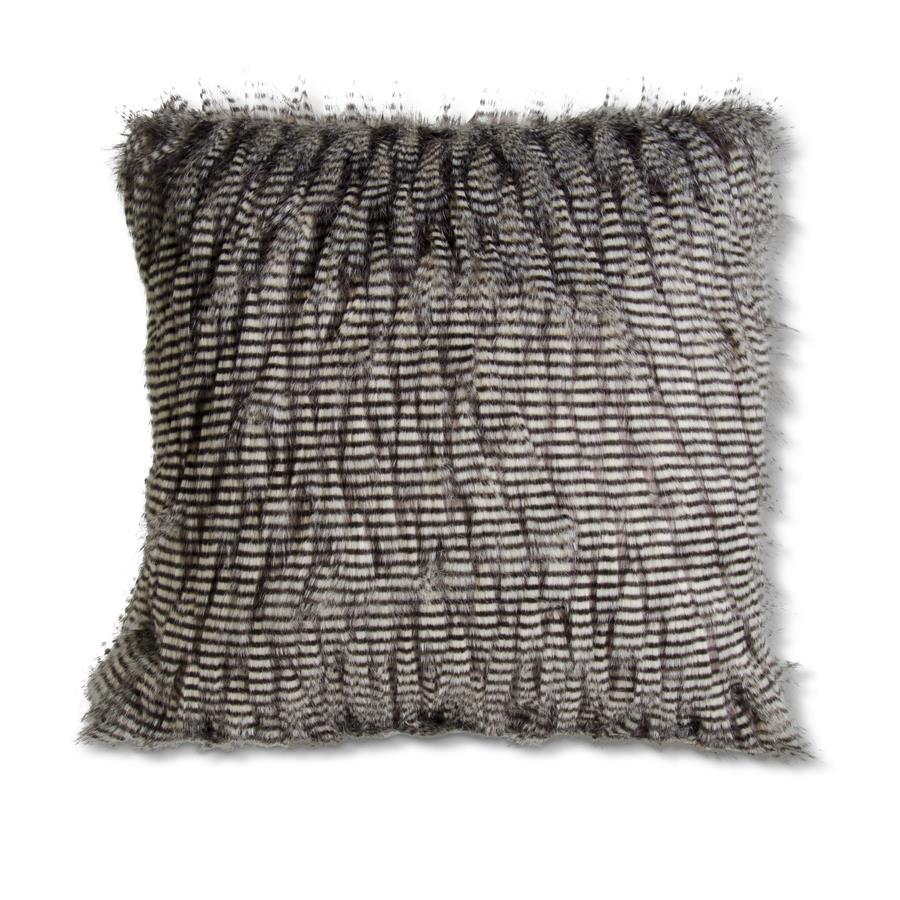 24" Grey Faux Fur Pillow