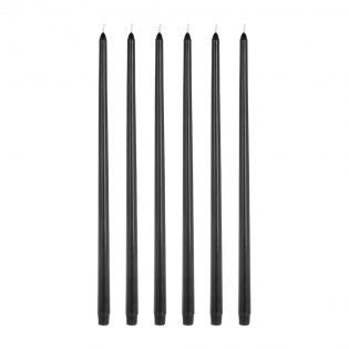 Set of 6 Tall 18" Unscented Soy Taper Candles - Black
