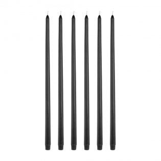 Set of 6 Tall 15" Unscented Soy Taper Candles - Black