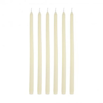 Set of 6 Tall 15" Unscented Soy Taper Candles - Ivory