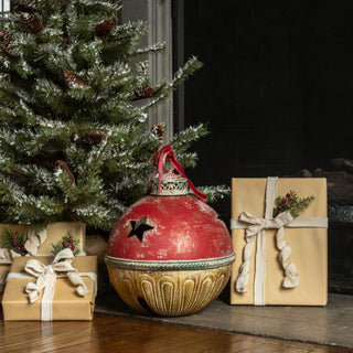 Gold, Green & Red Sleigh Bell - Choose Size