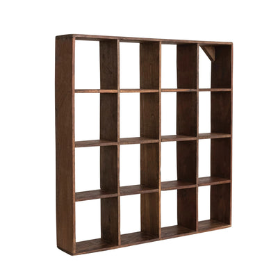 16 Compartment Reclaimed Wood Wall Shelf