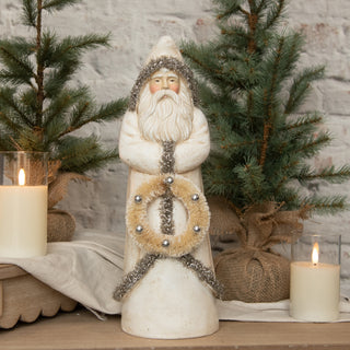 Belsnickle Santa With Wreath - Antiqued Silver - 16"