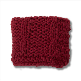 Hand Knit Braided Throw Blanket - Red