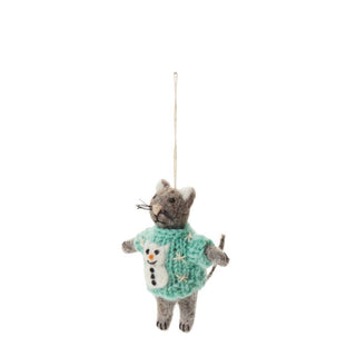 Ugly Sweater Felt Cat Ornament