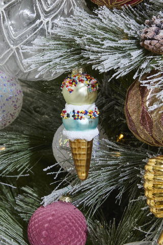 Ice Cream Cone Glass Ornament