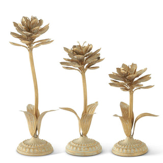 Gold Whitewashed Metal Flower - Choose Size