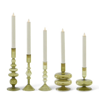 Handmade Green Glass Taper Candleholder - Choose Style