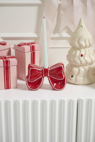 Big Red Bow Taper Holder
