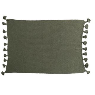 Olive Green Cotton Knit Throw