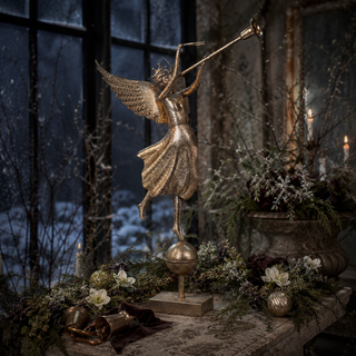 34" Gilded Herald Angel with Trumpet