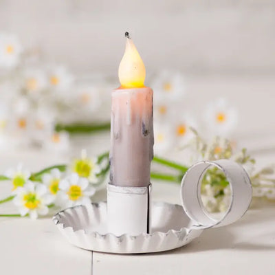 Rustic White Chamberstick Candleholder