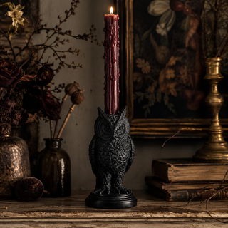 Black Owl Taper Candleholder