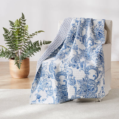 Blue and White Quilted Throw