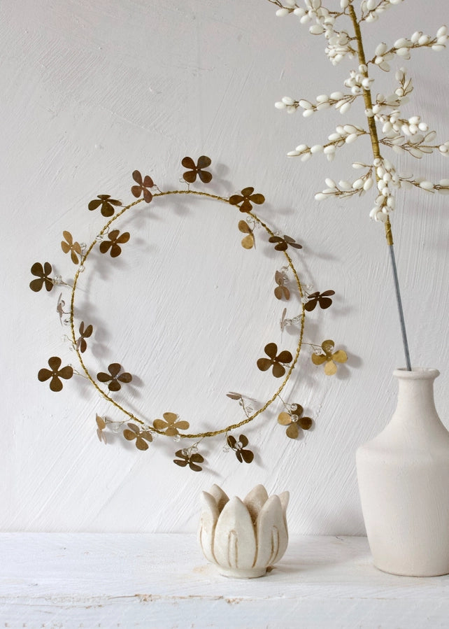 12" Brass Clover Wreath