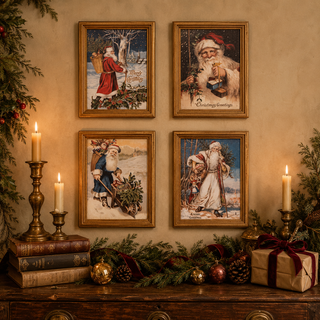 Vintage Style Santa Post Card Framed Print - Choose Style