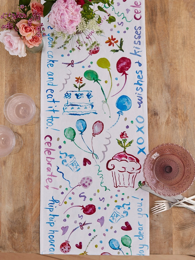 April Cornell Happy Birthday Watercolor Runner