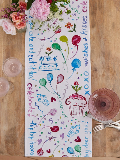 April Cornell Happy Birthday Watercolor Runner