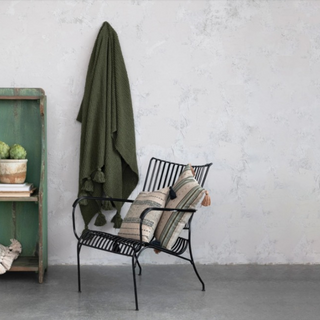 Olive Green Cotton Knit Throw