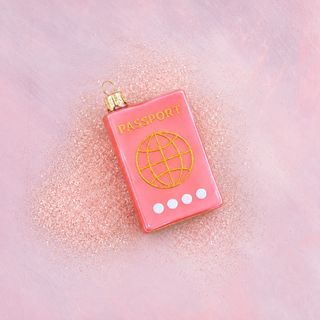 Glitterville Fancy Flier Passport Glass Ornament - Choose Color