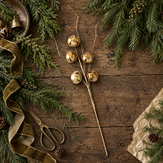 26" Antiqued Gold Bells Branch