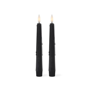 Black LED Drip Taper Candles, Set of 2