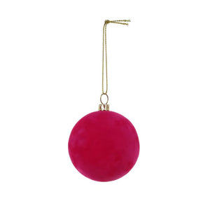Cody Foster Crushed Velvet Hot Pink Glass Christmas Ball - Choose Size