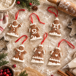 Set of 6 Gingerbread Cookie Ornaments