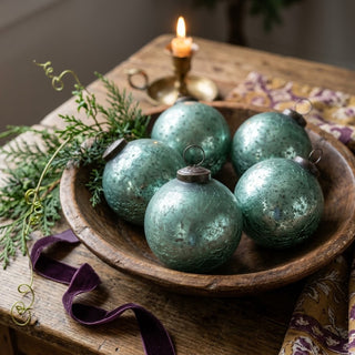 3" Crackled Teal Mercury Glass Ornament