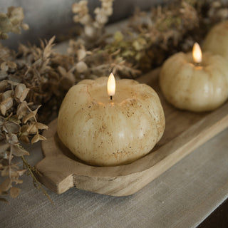 3.5" 3D Flame Pumpkin Candle - Cream
