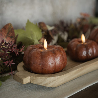 3.5" 3D Flame Pumpkin Candle - Bronze